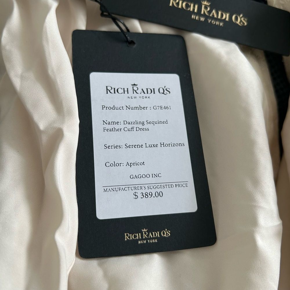 NWT RICHRADIQS Dazzling Sequined Feather Cuff Dress - Picture 12 of 16